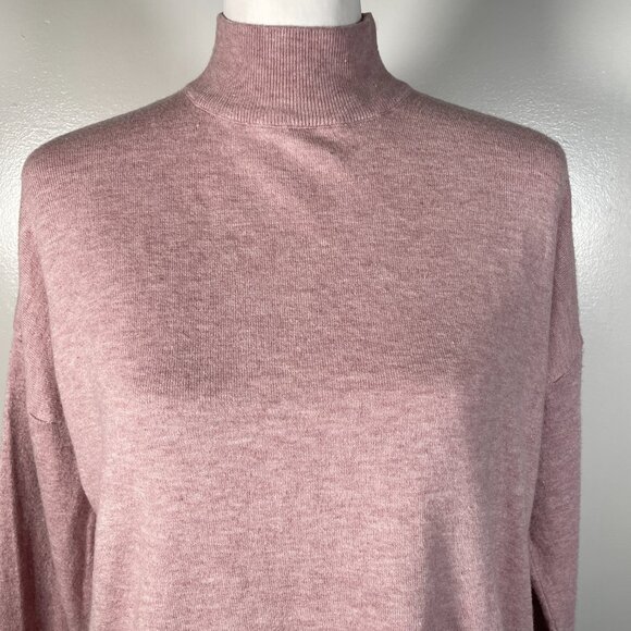 Cyrus Pink Mock Neck Back Zip Closure Tight Knit Long Sleeve Pullover Sweater L - Picture 3 of 13